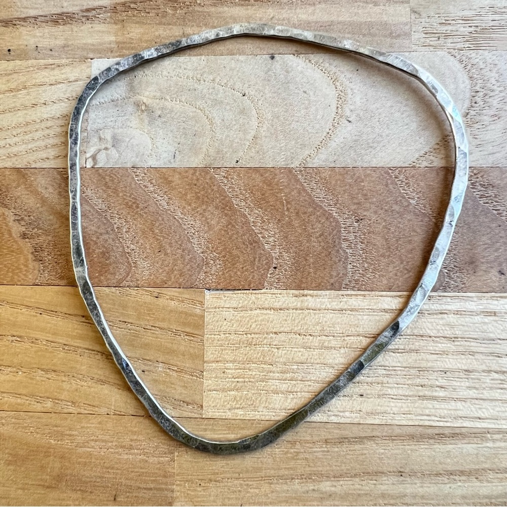 Hammered Silver Triangular Bangle Bracelet - image 4